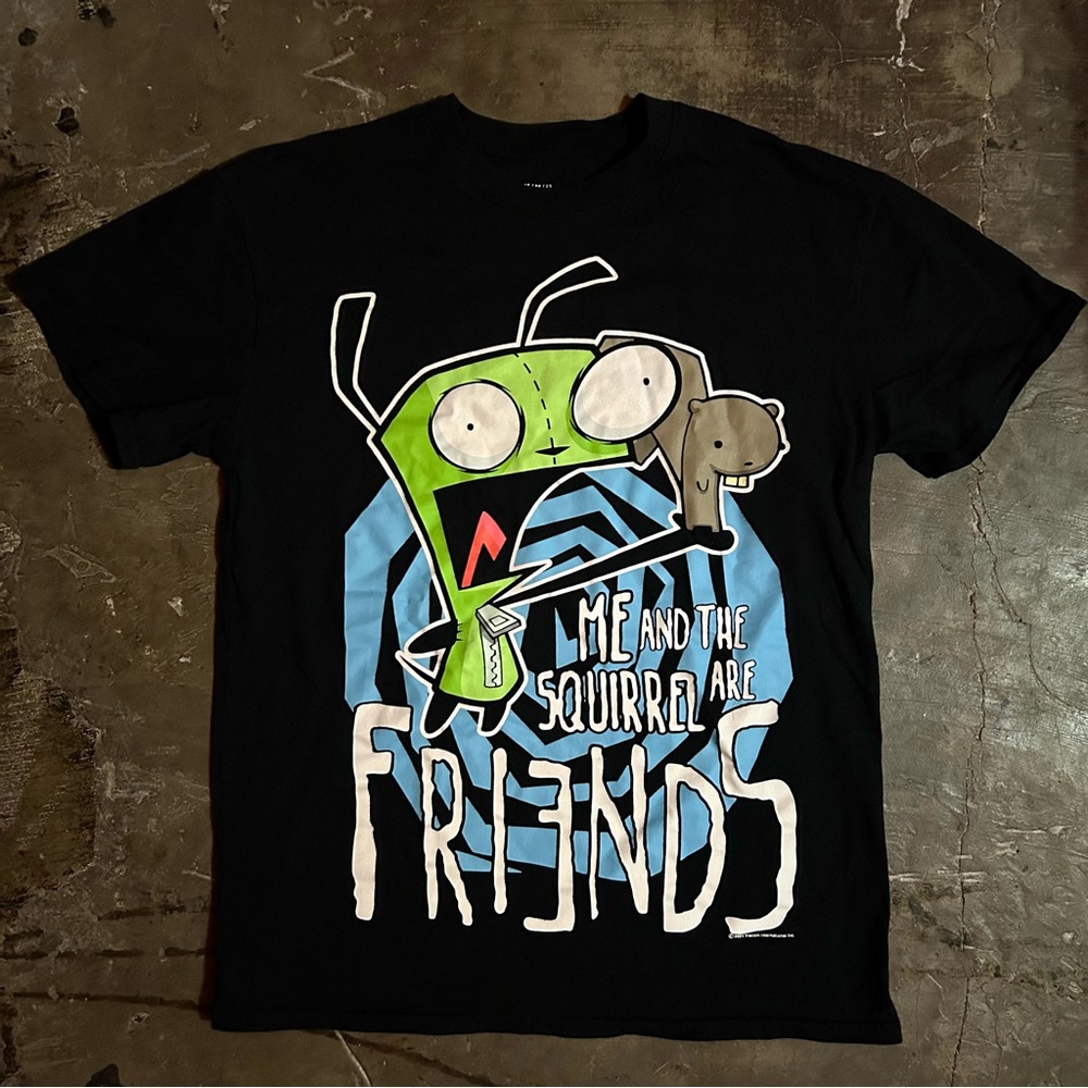 MEDIUM Invader Zim "Me and the Squirrel are Friends" Black tee